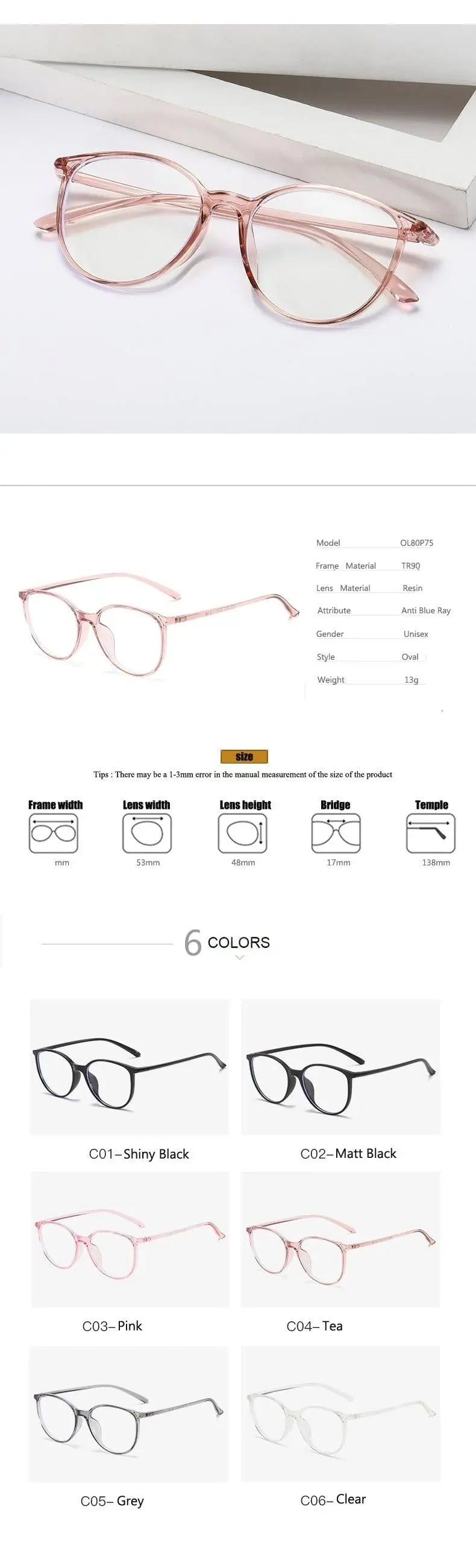 Unisex Round Full Rim Titanium Prescription Glasses 8075 — view 12 | Rx Spectacle