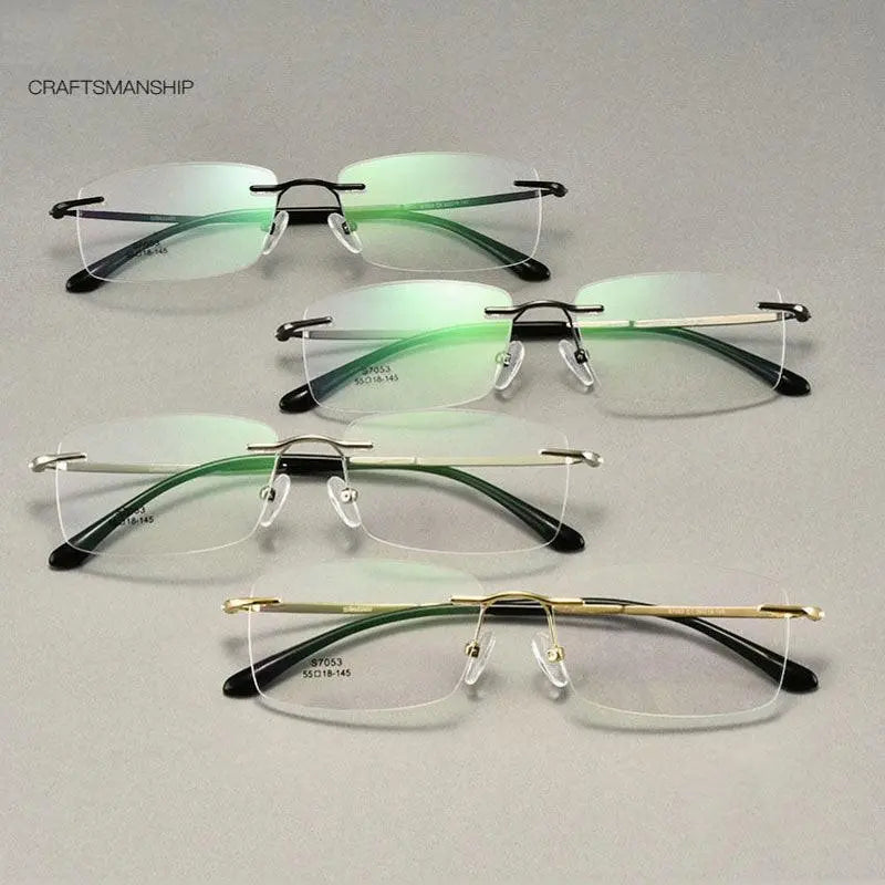 Men's Rimless Alloy Screwless Prescription Glasses 7053 — view 2 | Rx Spectacle