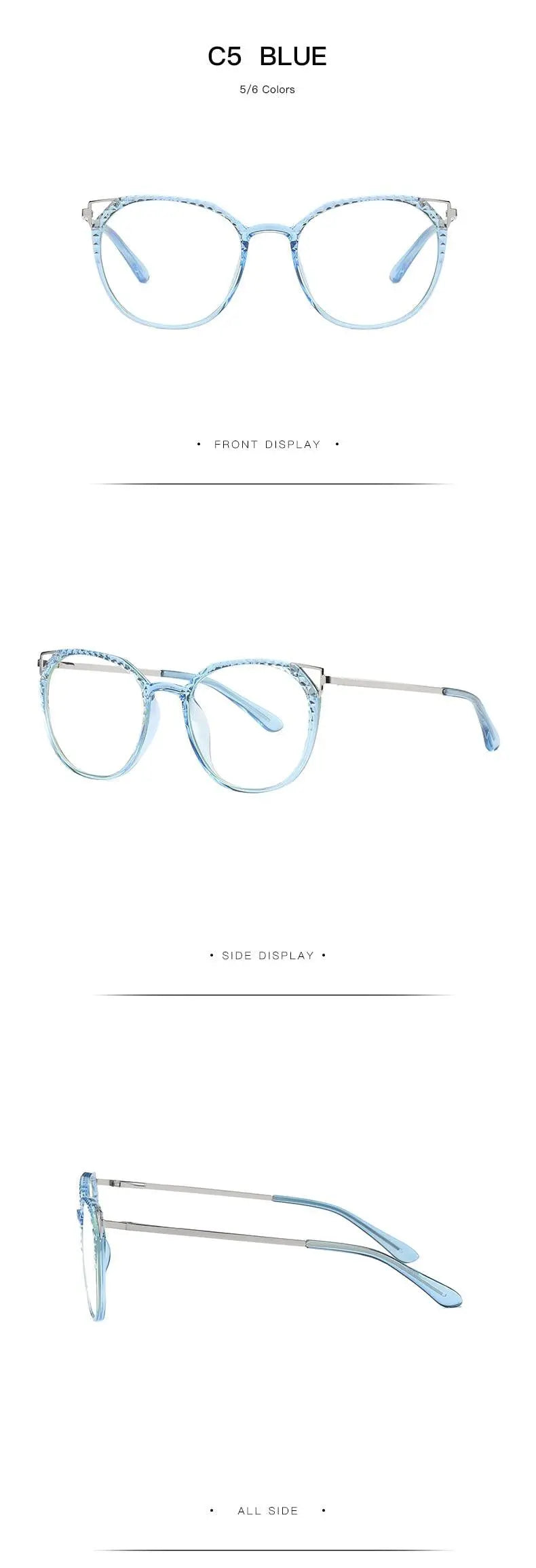 Women's Round Full Rim TR90 Prescription Glasses 2054 — view 21 | Rx Spectacle