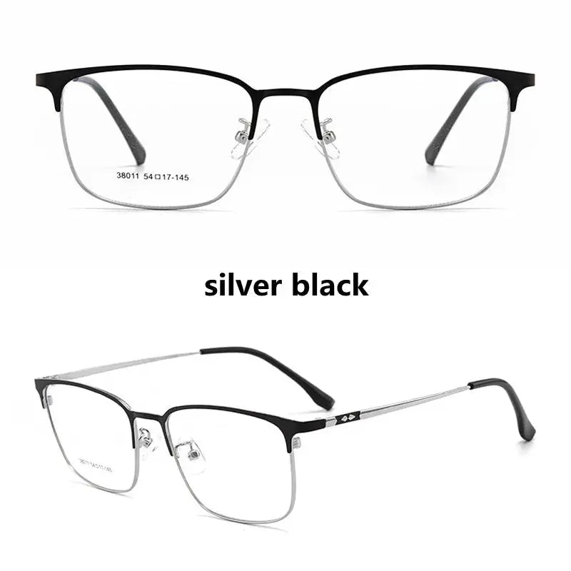 Unisex Square Full Rim Alloy Reading Glasses 38011 — view 8 | Rx Spectacle