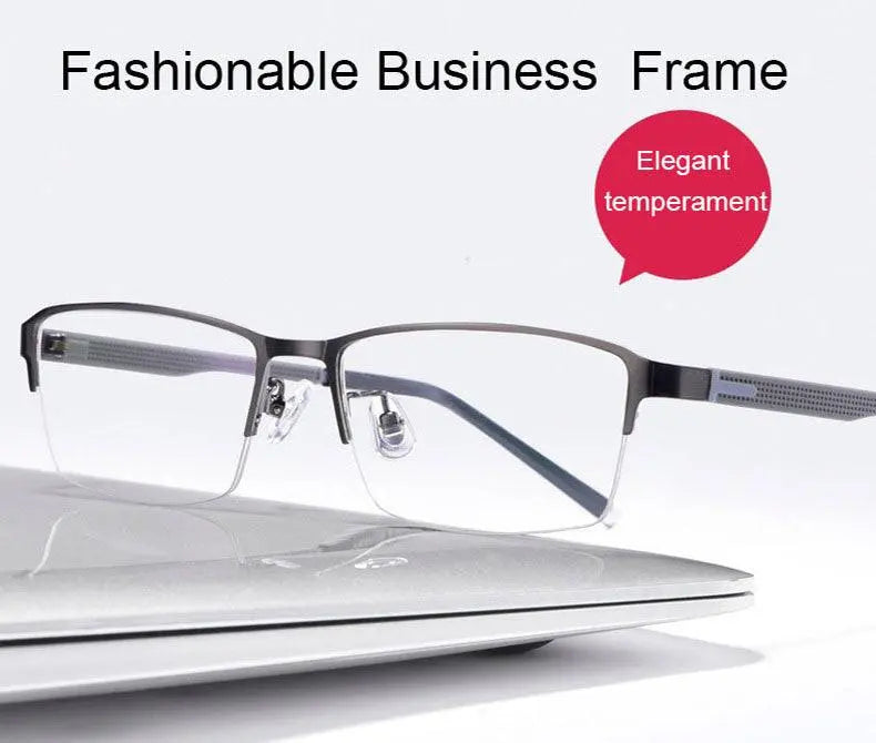 Men's Rectangular Semi-Rimless Alloy Prescription Glasses 3095 — view 13 | Rx Spectacle