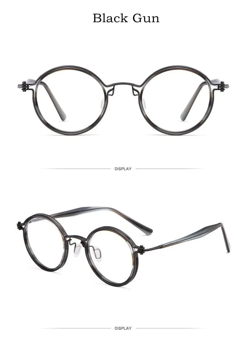 Unisex Round Full Rim Titanium Prescription Glasses H33088 — view 19 | Rx Spectacle