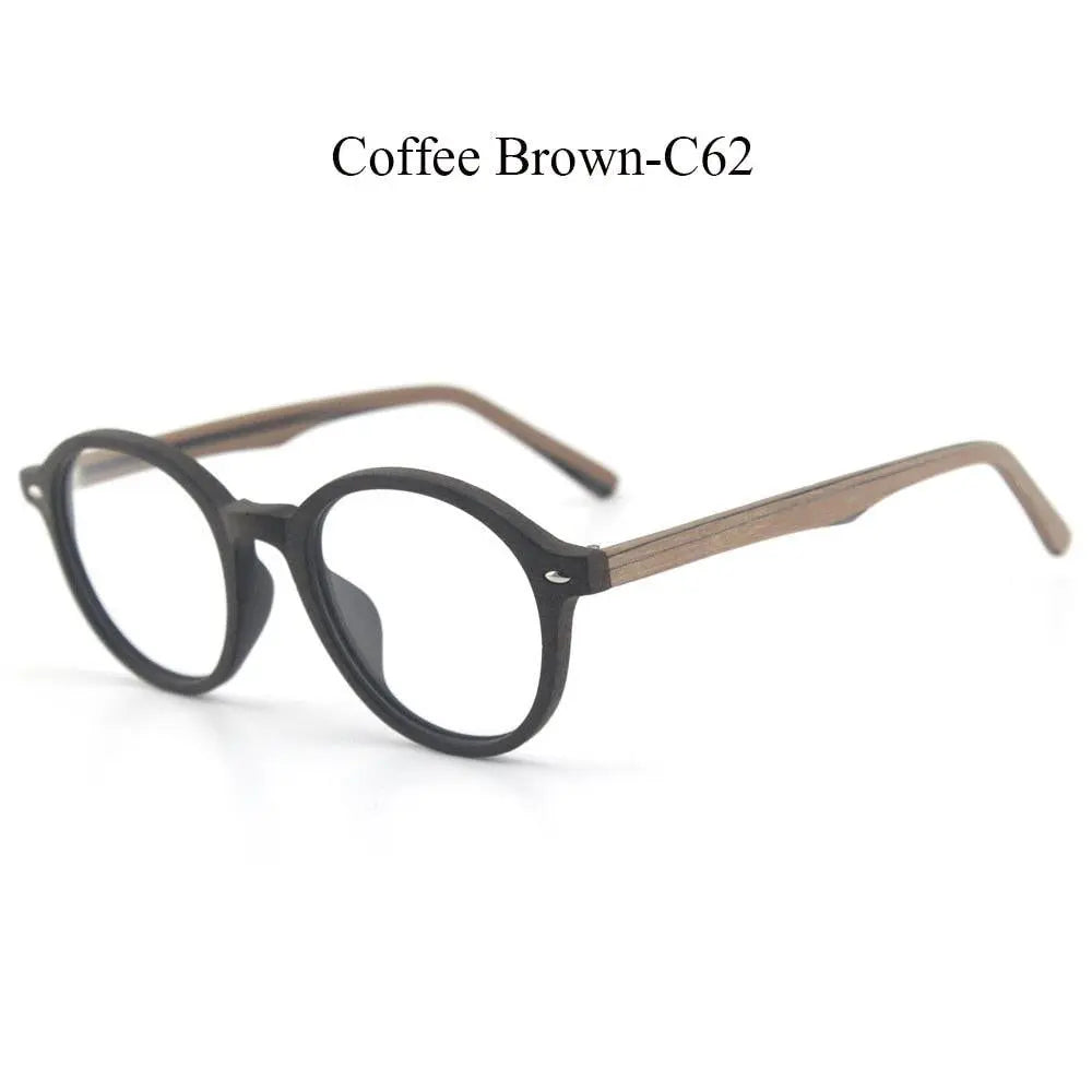 Unisex Round Full Rim Wood Prescription Glasses 4237 — view 14 | Rx Spectacle