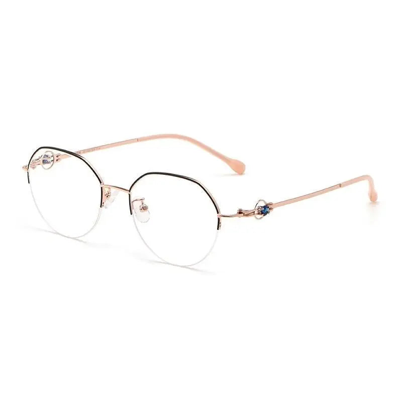 Unisex Semi-Rimless Alloy Prescription Glasses 8001Z — view 3 | Rx Spectacle
