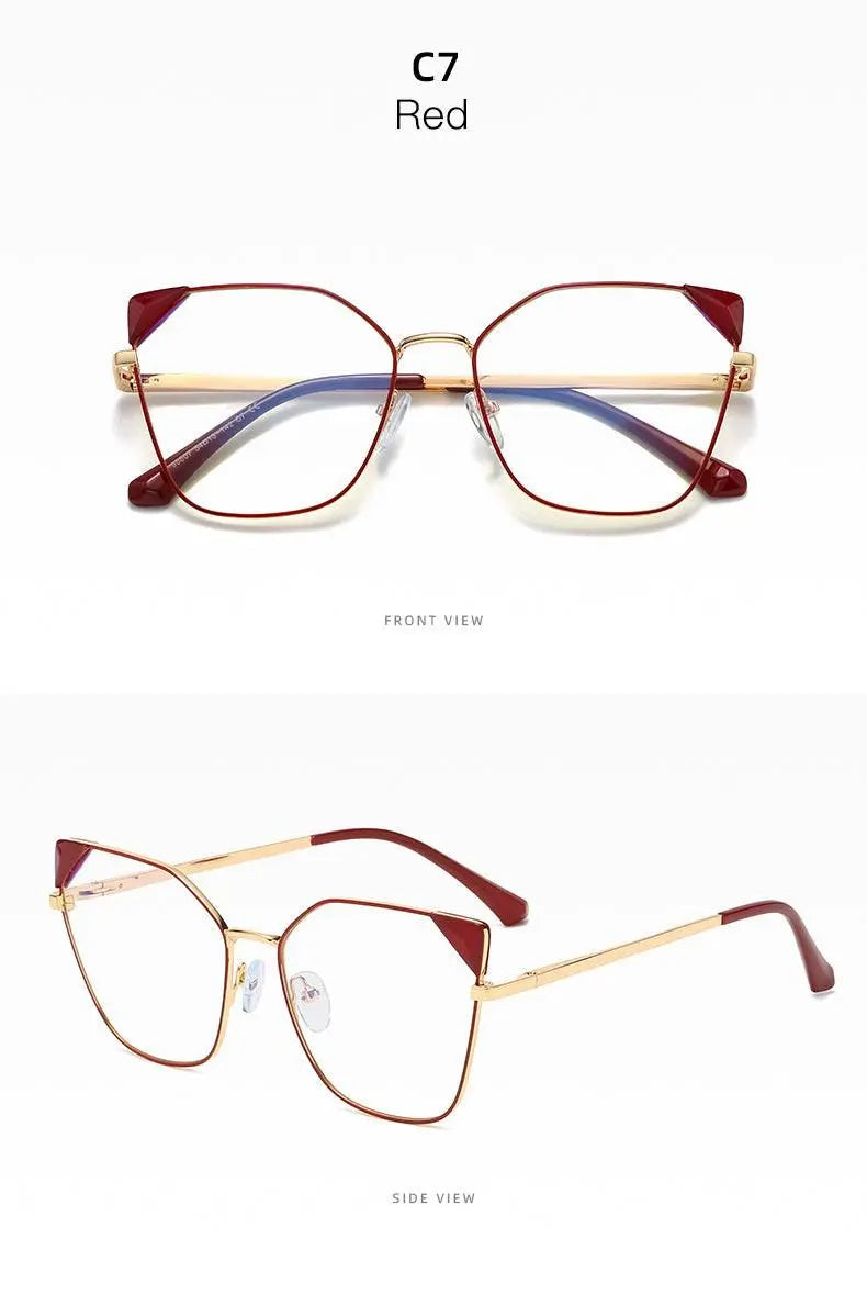 Women's Cat Eye Full Rim Alloy Prescription Glasses 95807 — view 17 | Rx Spectacle