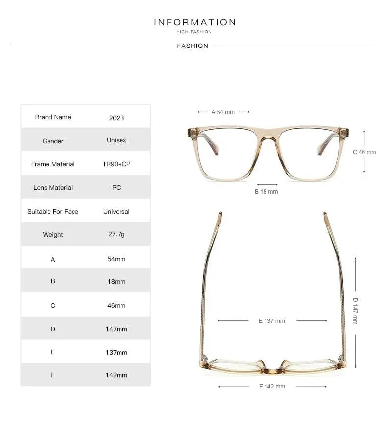 Women's Square Full Rim TR90 Prescription Glasses 2023 — view 12 | Rx Spectacle
