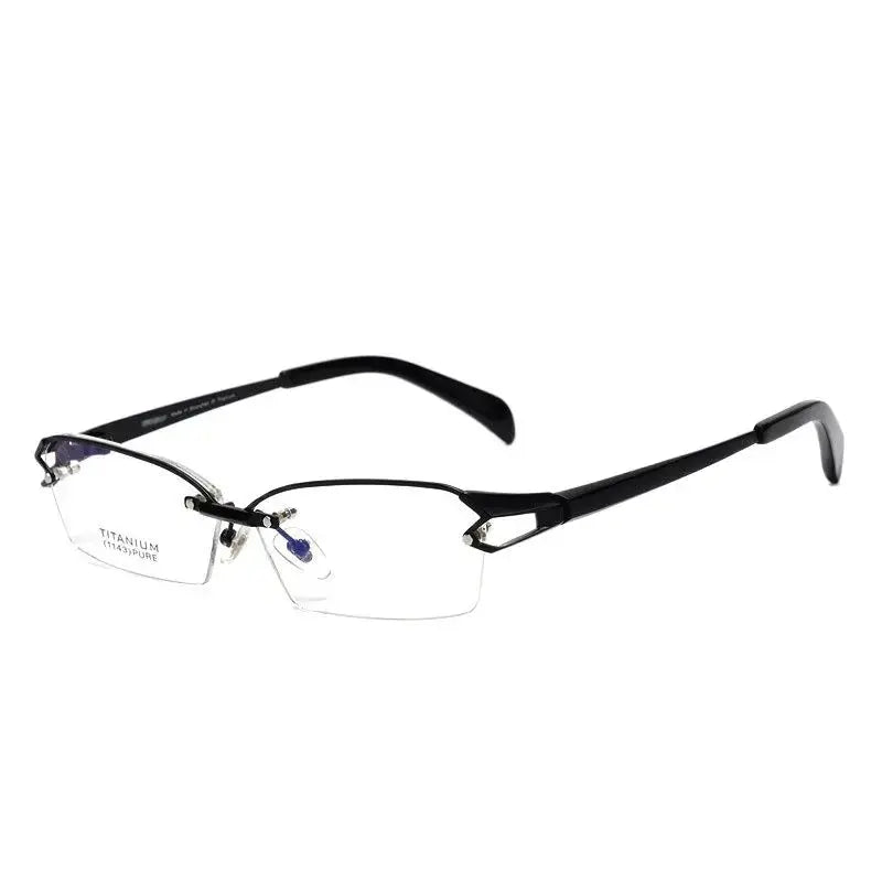 Unisex Oval Semi-Rimless Titanium Prescription Glasses 41143 — view 2 | Rx Spectacle