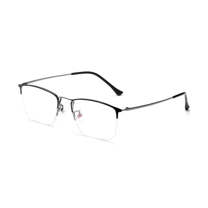 Unisex Semi-Rimless Titanium Prescription Glasses 8017JX — view 4 | Rx Spectacle