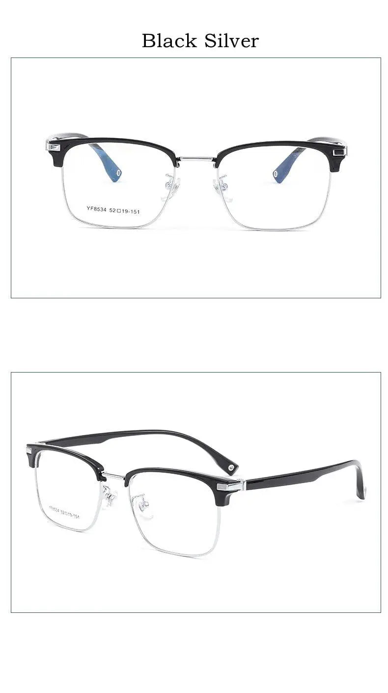 Men's Square Full Rim Alloy Prescription Glasses 8534YF — view 14 | Rx Spectacle