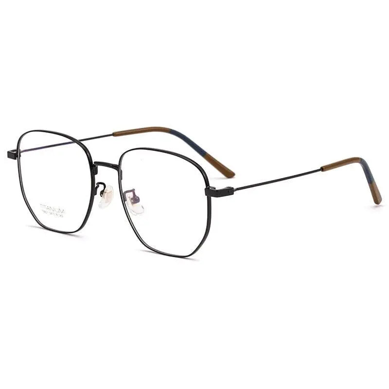 Unisex Polygon Full Rim Titanium Prescription Glasses T8821 — view 10 | Rx Spectacle
