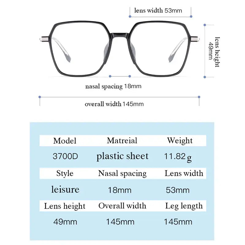 Unisex Polygon Full Rim Alloy Prescription Glasses 3700d — view 2 | Rx Spectacle