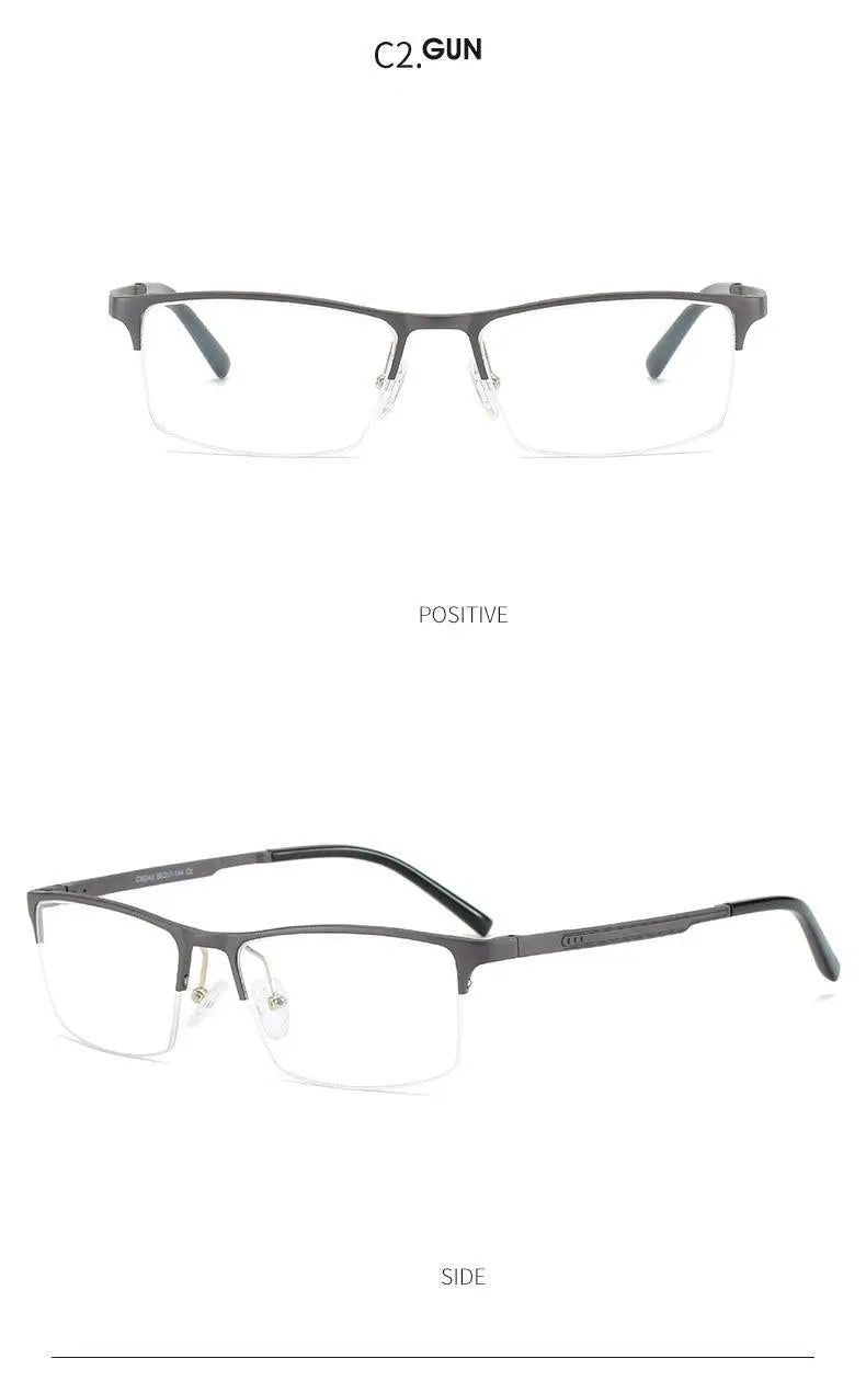 Men's Square Semi-Rimless Titanium Prescription Glasses P6342 — view 11 | Rx Spectacle