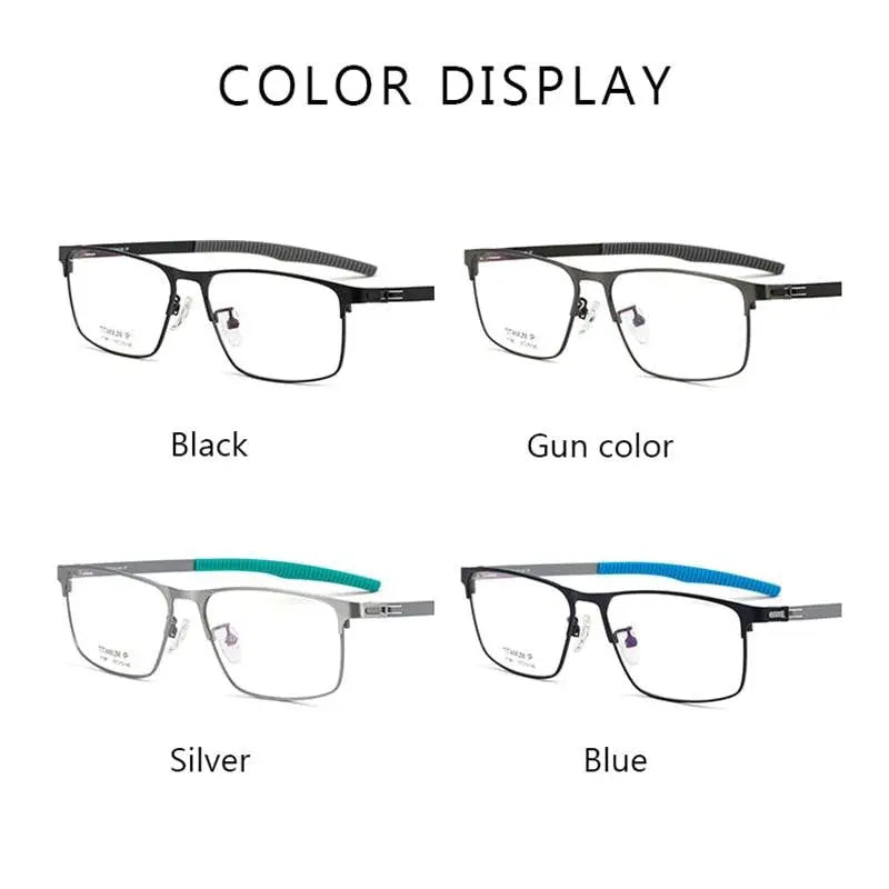 Men's Square Full Rim Titanium Prescription Glasses F1981 — view 4 | Rx Spectacle