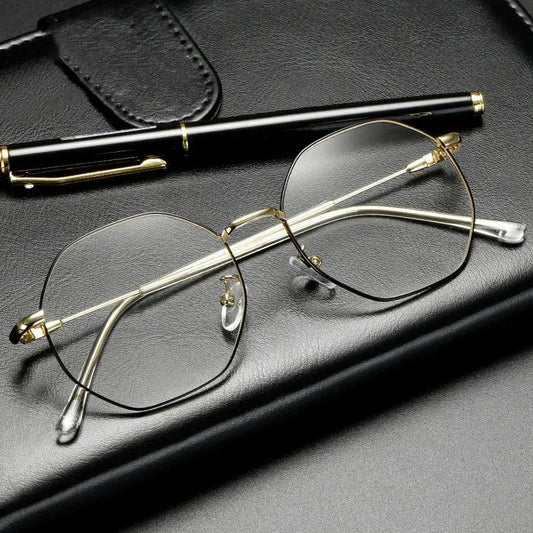 Unisex Polygon Full Rim Titanium Prescription Glasses 9039 — view 1 | Rx Spectacle