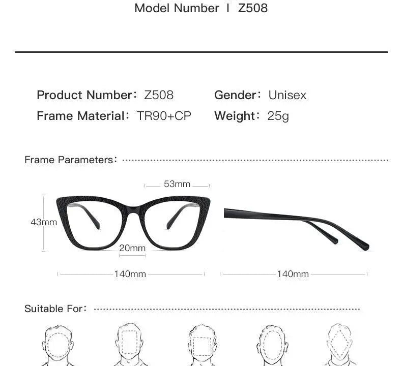 Women's Cat Eye Full Rim Acetate Prescription Glasses Z508 — view 16 | Rx Spectacle