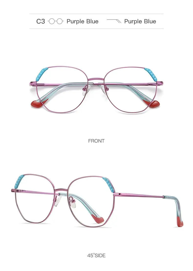 Women's Cat Eye Full Rim Alloy Prescription Glasses 3015 — view 15 | Rx Spectacle