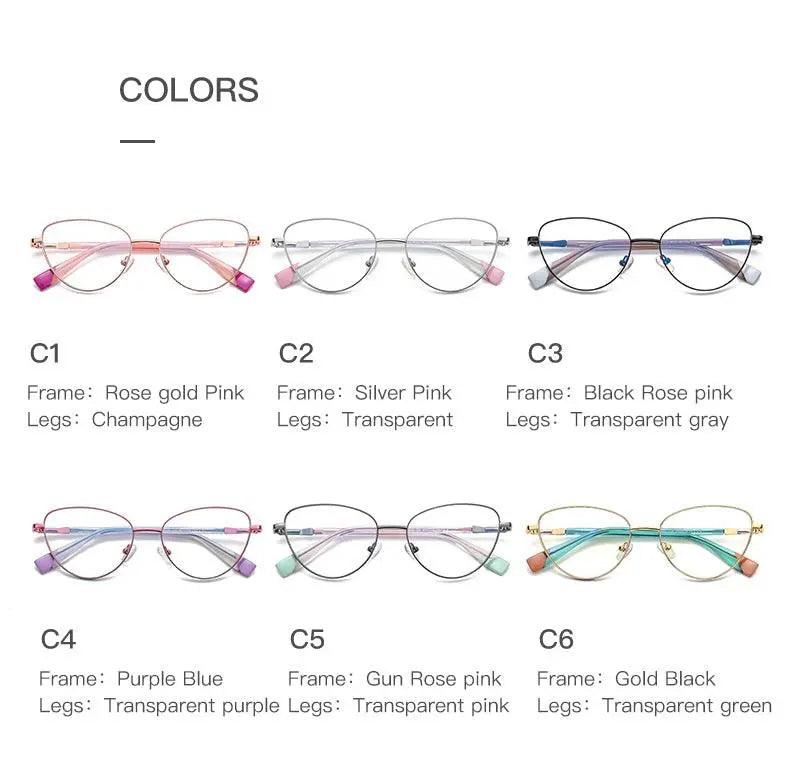 Women's Cat Eye Full Rim Alloy Prescription Glasses 3020 — view 12 | Rx Spectacle