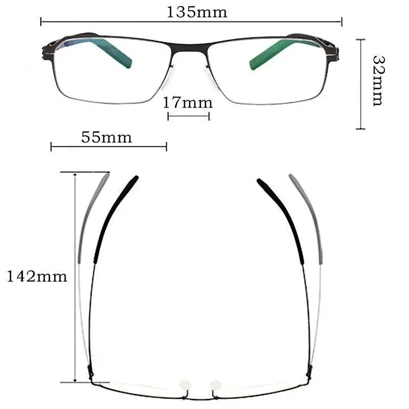 Men's Full Rim Alloy Screwless Prescription Glasses LDBG1 — view 7 | Rx Spectacle