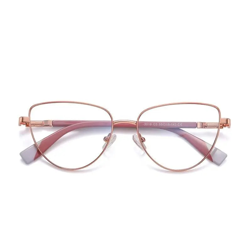 Women's Cat Eye Full Rim Alloy Prescription Glasses 3018 — view 7 | Rx Spectacle