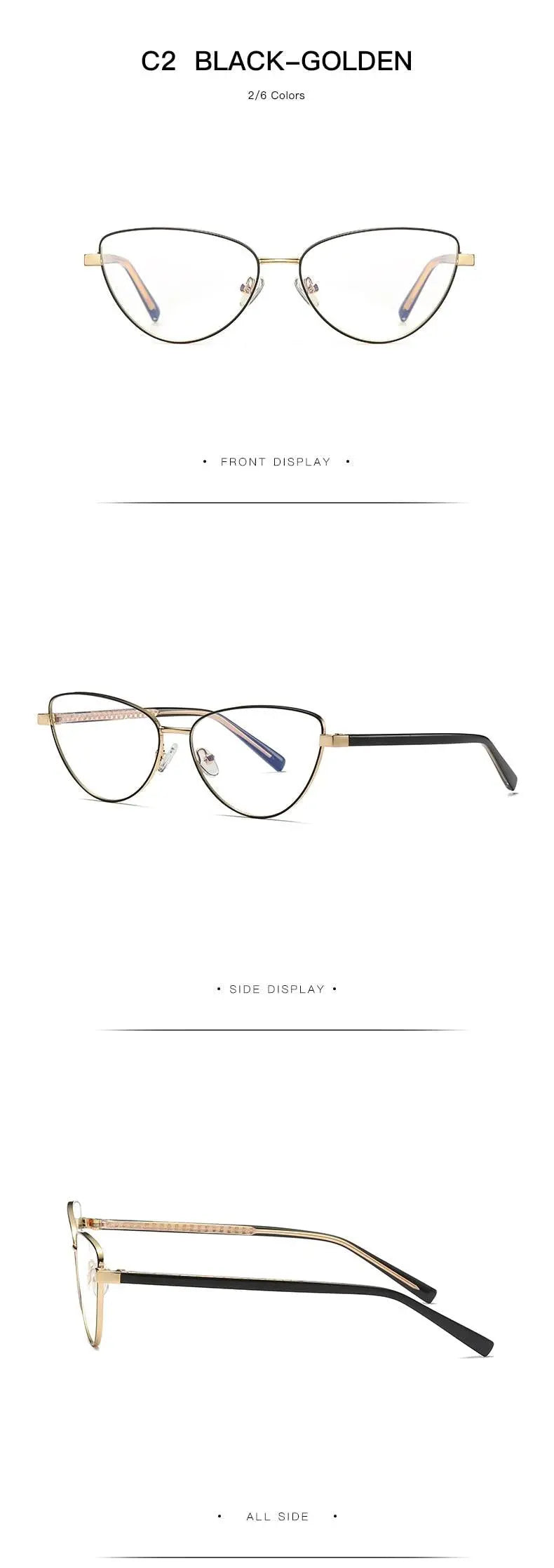 Women's Cat Eye Full Rim Alloy Prescription Glasses 3006 — view 21 | Rx Spectacle
