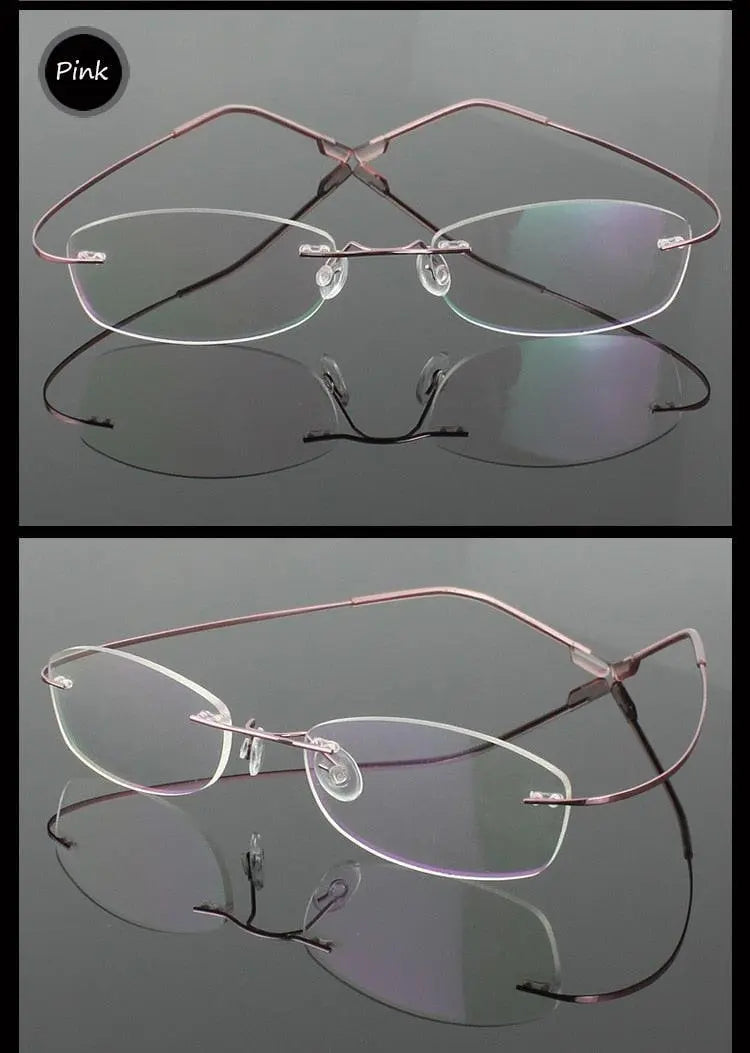 Unisex Square Rimless Titanium Prescription Glasses 861 — view 12 | Rx Spectacle