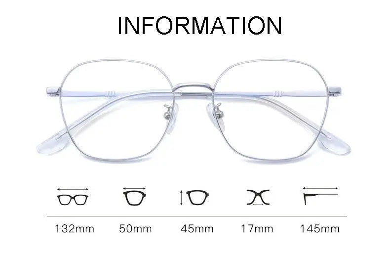 Unisex Polygon Full Rim Titanium Prescription Glasses 8009 — view 10 | Rx Spectacle