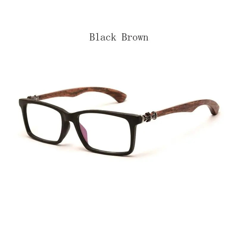 Men's Square Full Rim Wood Prescription Glasses 5601d — view 3 | Rx Spectacle