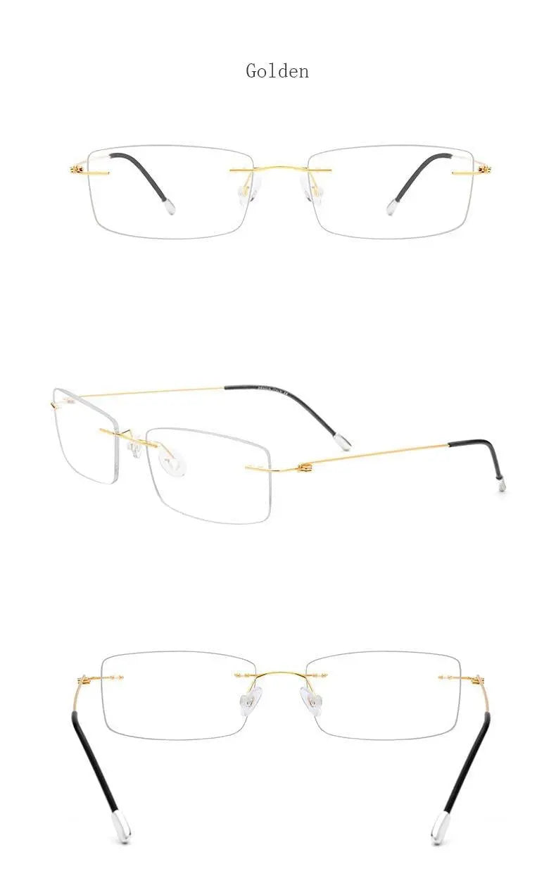 Women's Rectangular Rimless Titanium Prescription Glasses P8361 — view 20 | Rx Spectacle