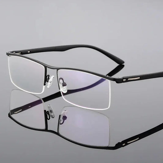 Men's Browline Semi-Rimless Alloy Prescription Glasses 488317 — view 1 | Rx Spectacle