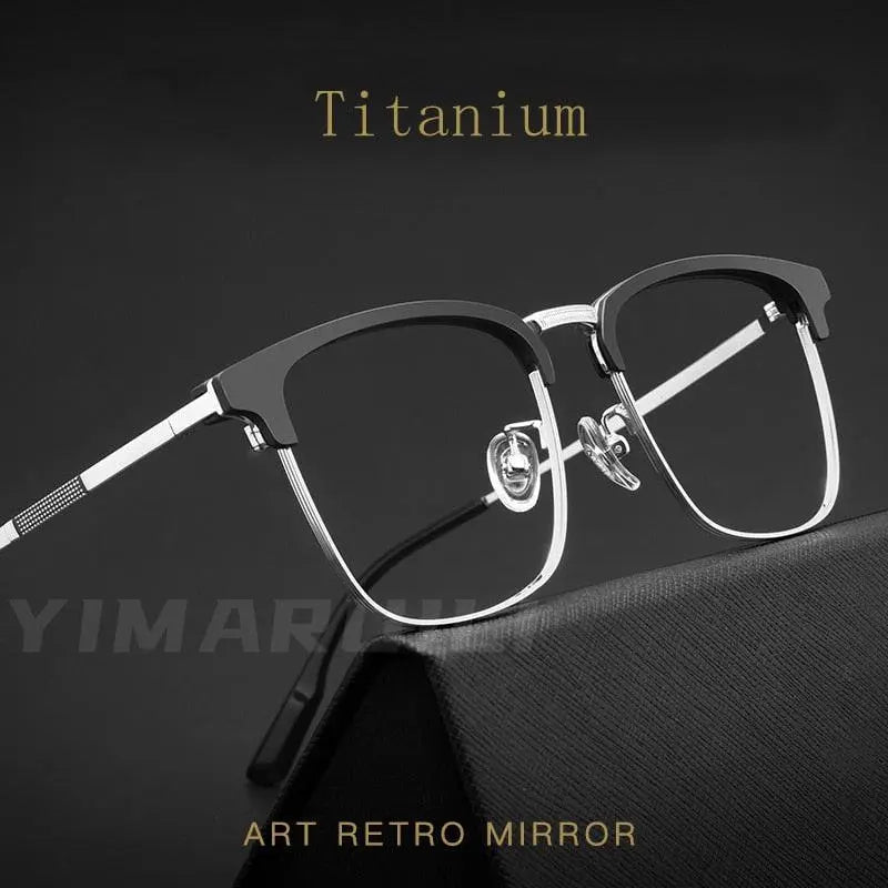 Men's Square Full Rim Titanium Prescription Glasses 2312YJ — view 2 | Rx Spectacle
