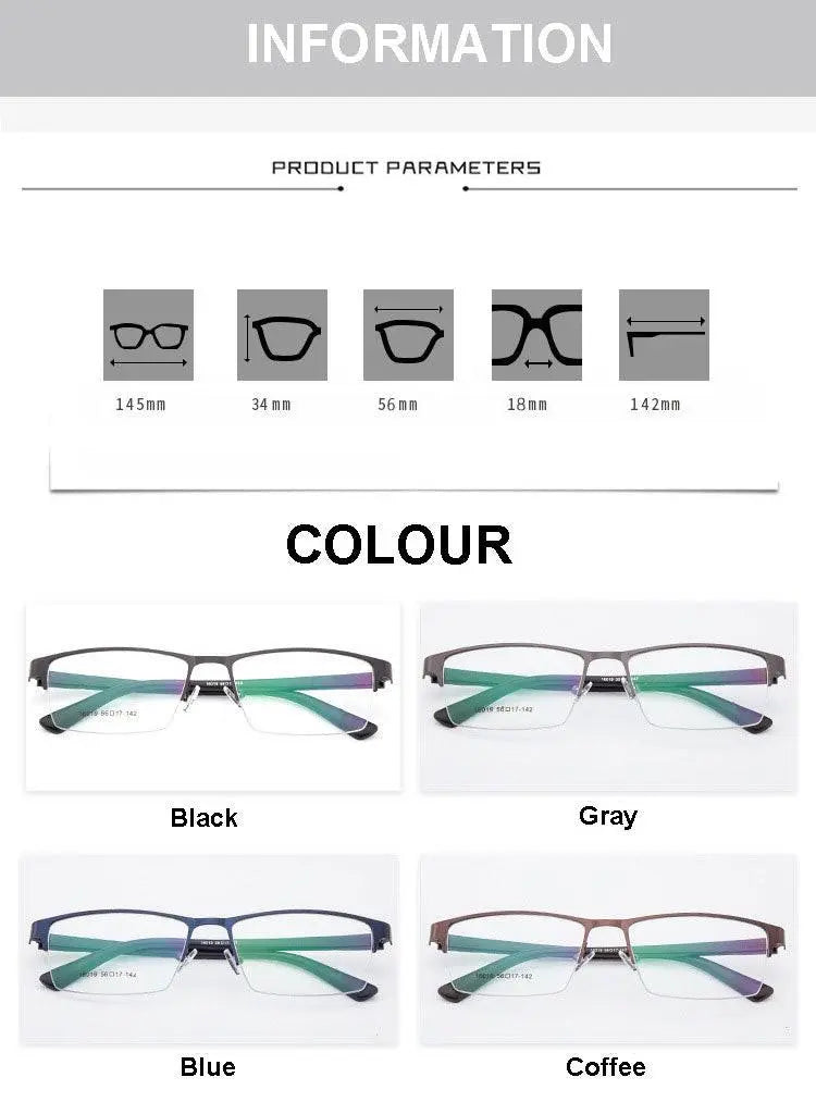 Unisex Semi-Rimless Alloy Prescription Glasses 16019 — view 11 | Rx Spectacle