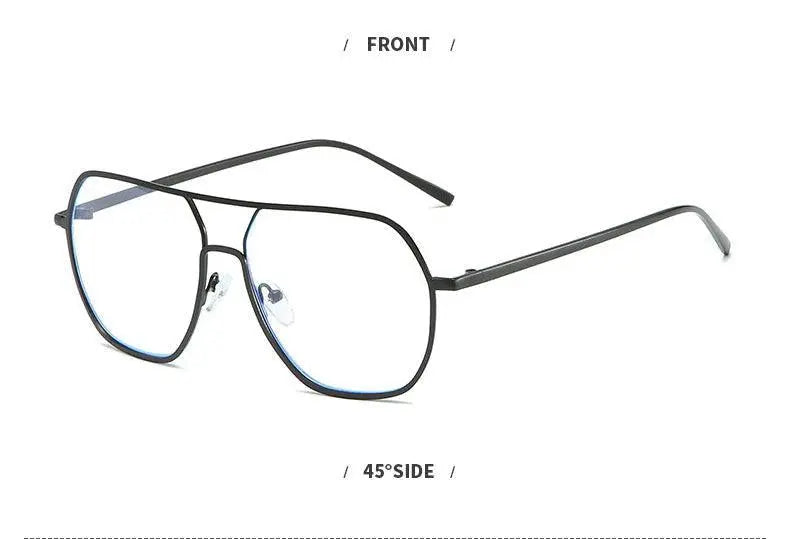 Unisex Polygon Full Rim Alloy Double Bridge Prescription Glasses 60803 — view 11 | Rx Spectacle