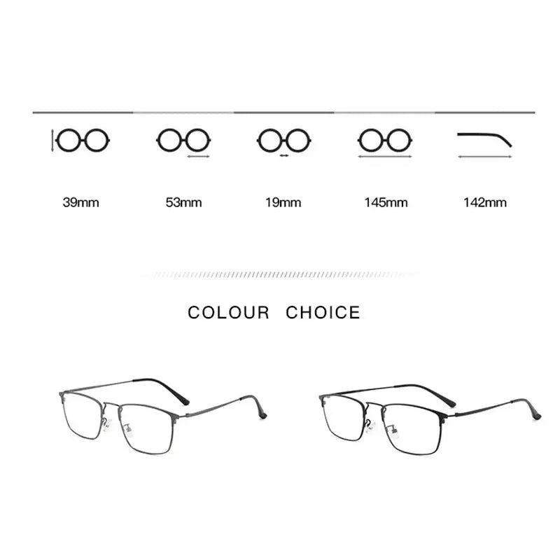 Unisex Square Full Rim Alloy Clip-On Prescription Glasses 94009 — view 2 | Rx Spectacle