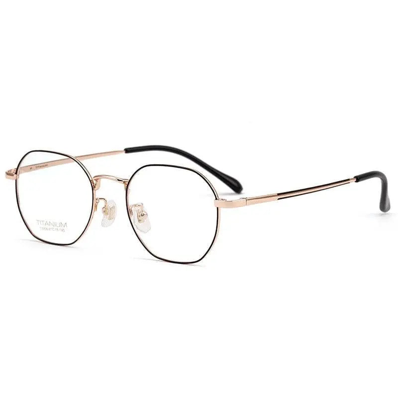 Unisex Polygon Full Rim Titanium Prescription Glasses T3956 — view 7 | Rx Spectacle