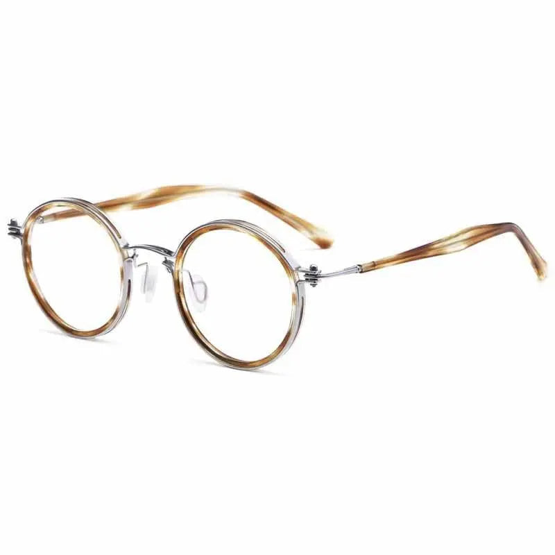 Unisex Round Full Rim Titanium Prescription Glasses H33088 — view 7 | Rx Spectacle