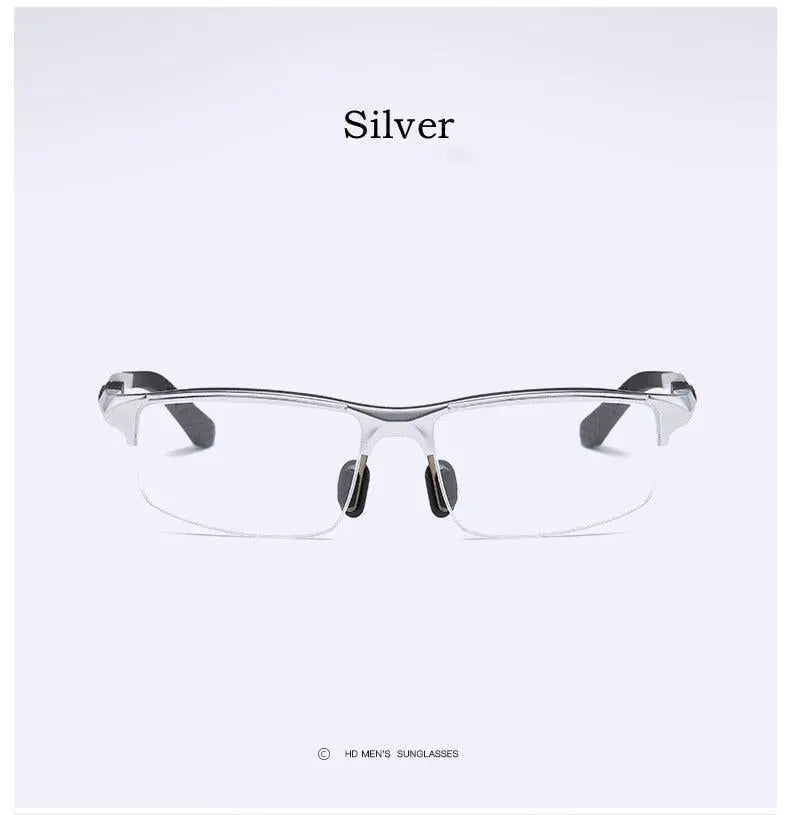 Men's Rectangular Semi-Rimless Aluminum Prescription Glasses Y3121 — view 18 | Rx Spectacle