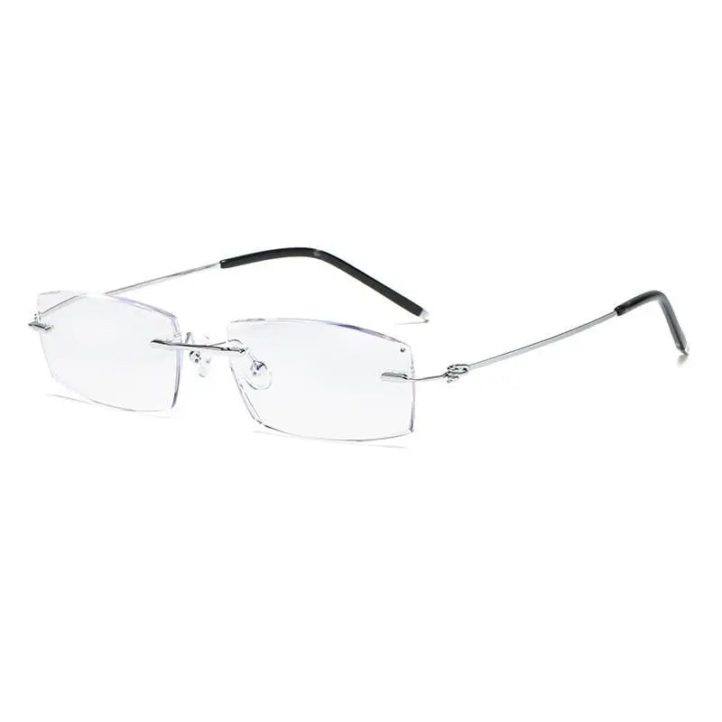Unisex Square Rimless Titanium Reading Glasses 8581 — view 10 | Rx Spectacle