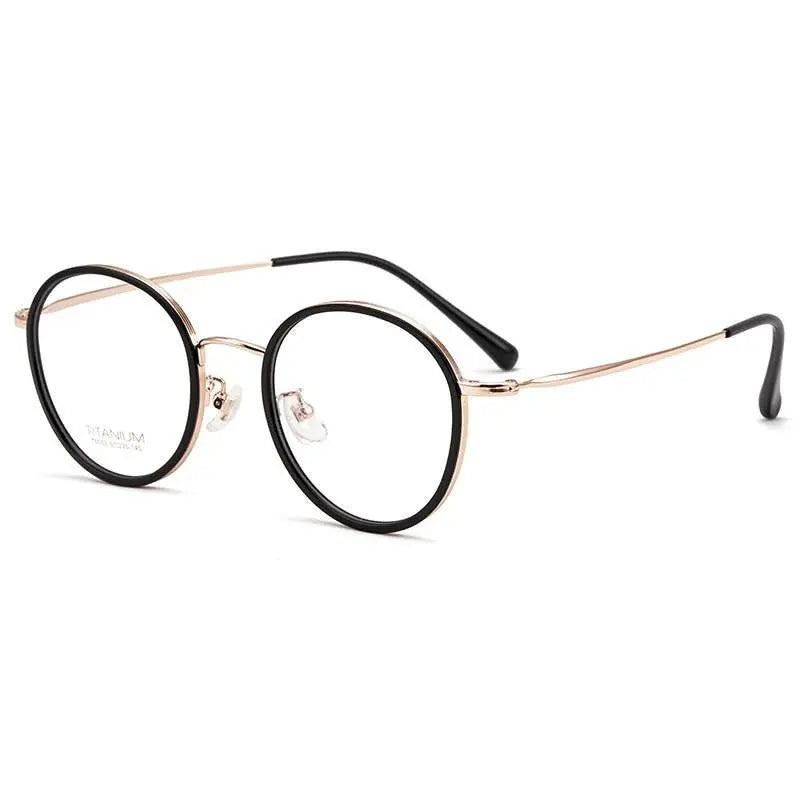 Unisex Round Full Rim Titanium Prescription Glasses T6053 — view 9 | Rx Spectacle
