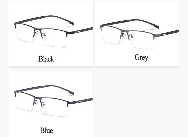 Men's Rectangular Semi-Rimless Alloy Prescription Glasses 9102 — view 13 | Rx Spectacle