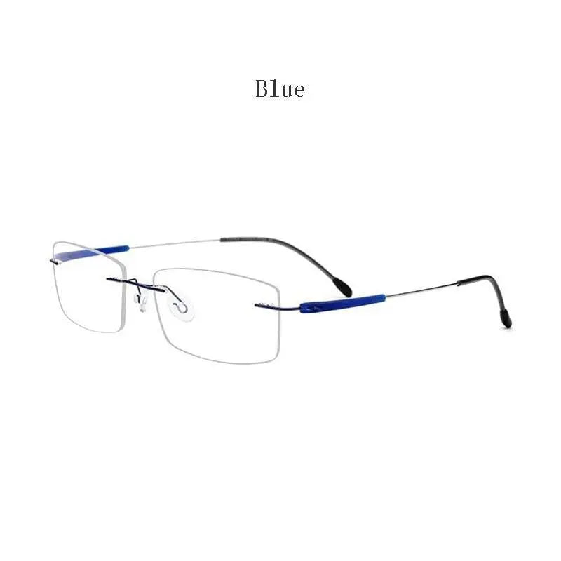 Unisex Rectangular Rimless Titanium Prescription Glasses 3125 — view 5 | Rx Spectacle