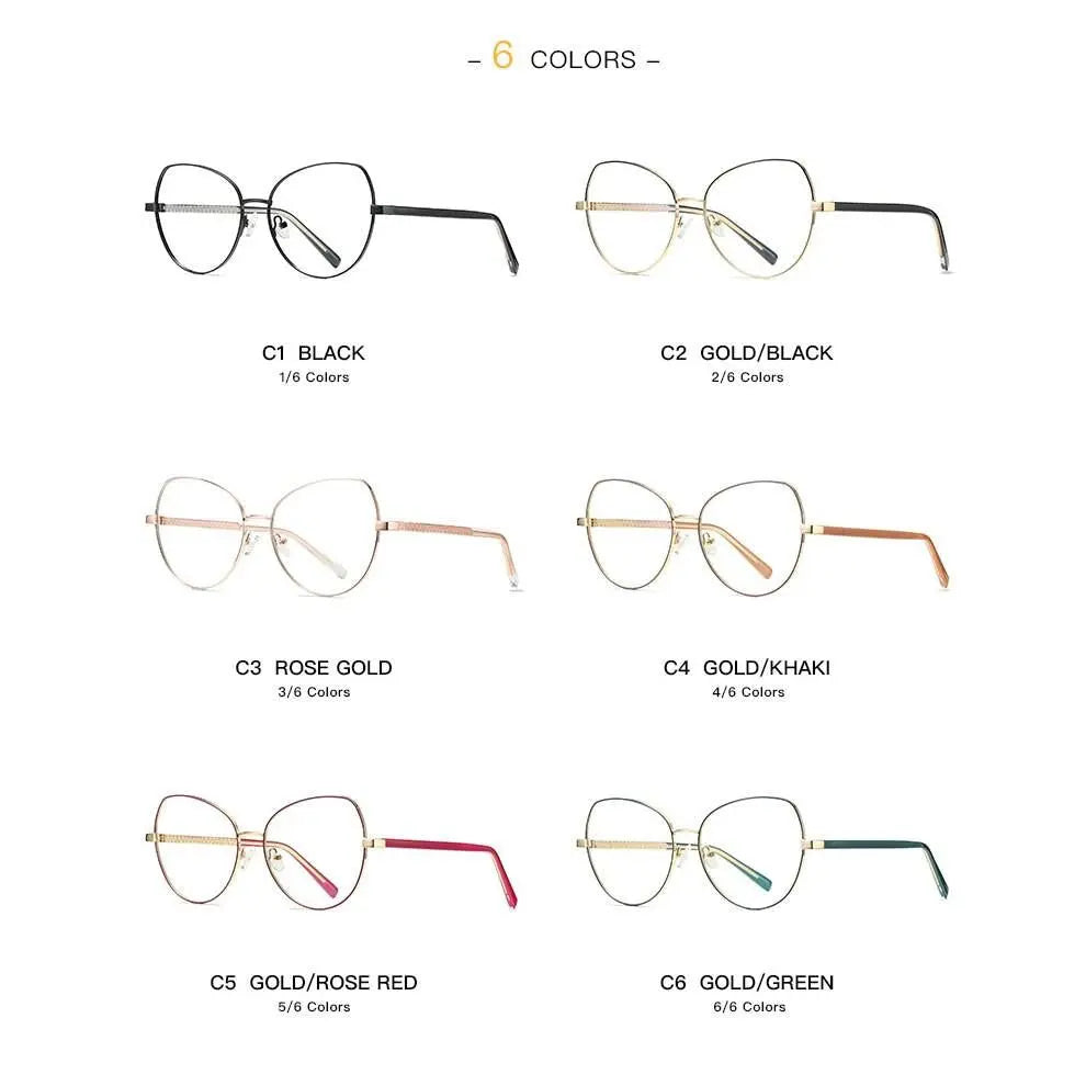 Women's Cat Eye Full Rim Alloy Prescription Glasses 3001 — view 3 | Rx Spectacle