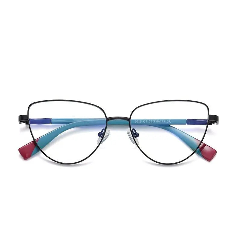 Women's Cat Eye Full Rim Alloy Prescription Glasses 3018 — view 3 | Rx Spectacle