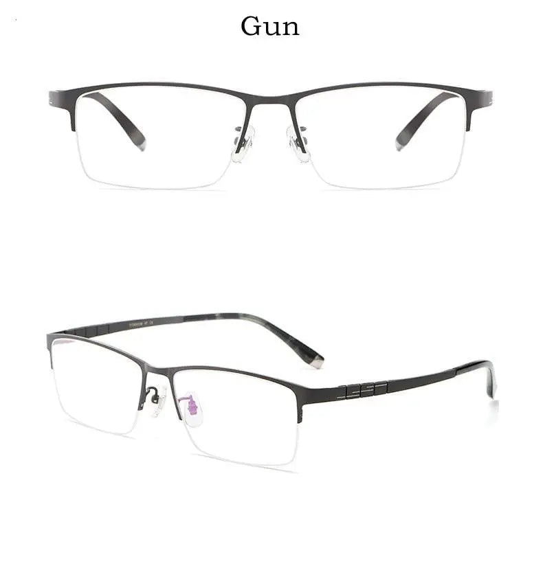 Men's Rectangular Semi-Rimless Titanium Prescription Glasses HT0186 — view 11 | Rx Spectacle