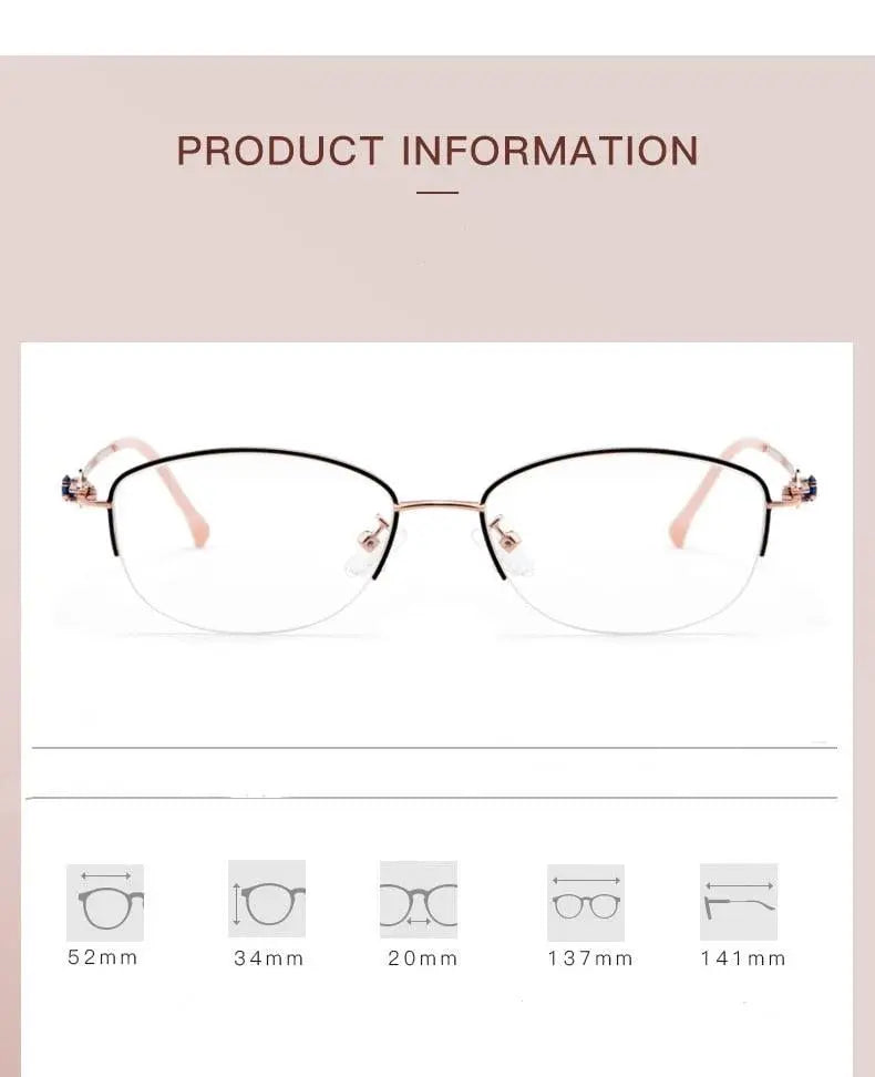 Women's Semi-Rimless Alloy Prescription Glasses 8020Z — view 14 | Rx Spectacle