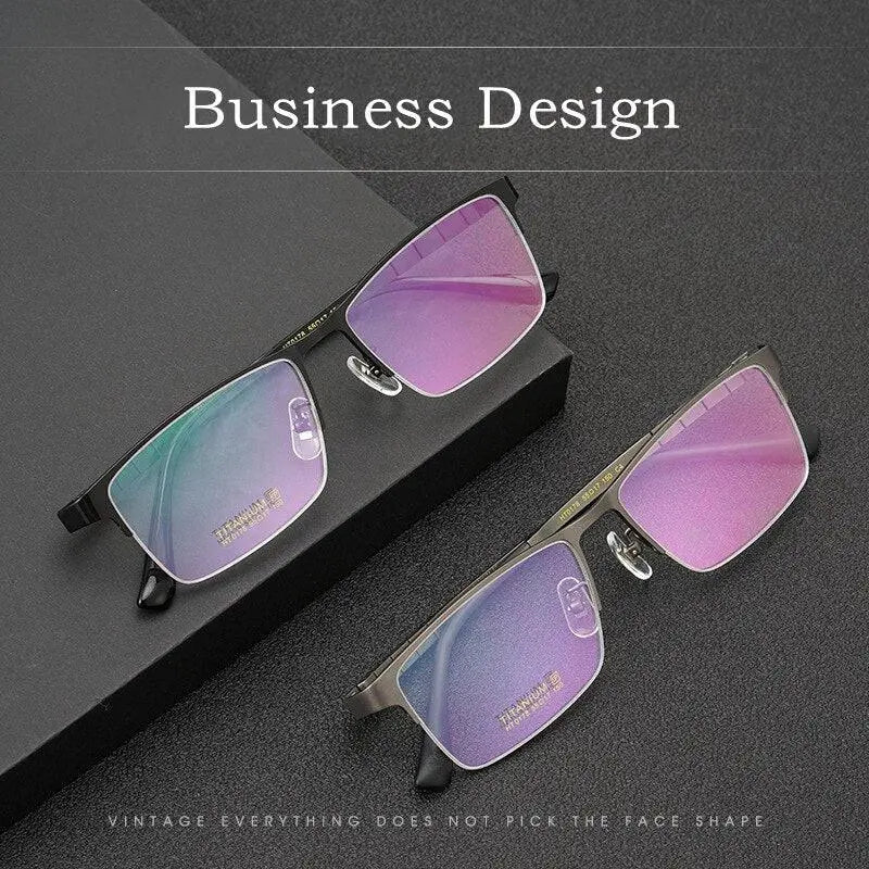 Unisex Round Semi-Rimless Titanium Prescription Glasses HT0178 — view 9 | Rx Spectacle