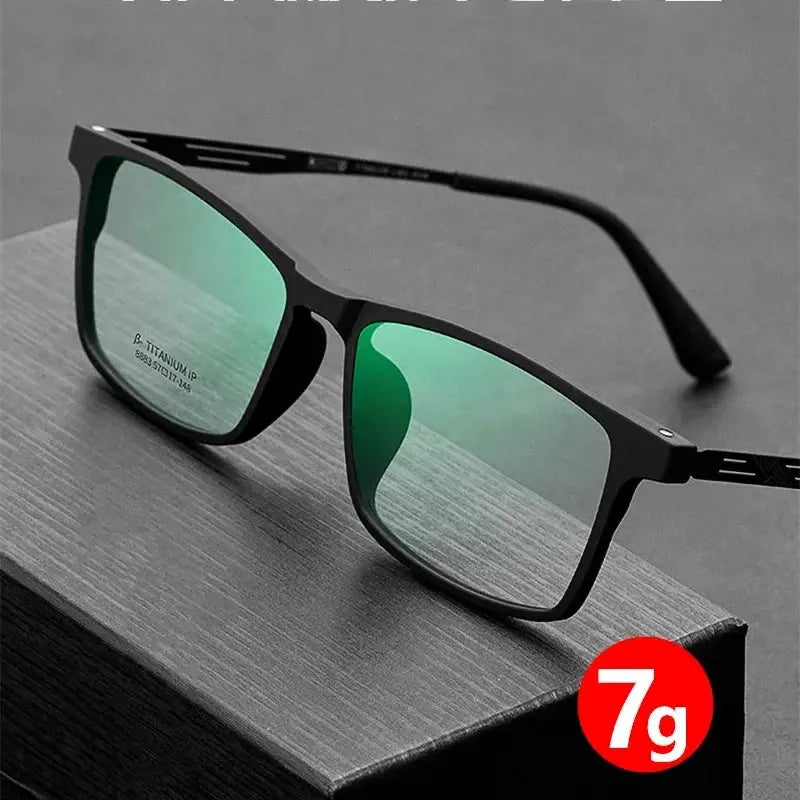 Unisex Square Full Rim Titanium Reading Glasses 9824 — view 3 | Rx Spectacle
