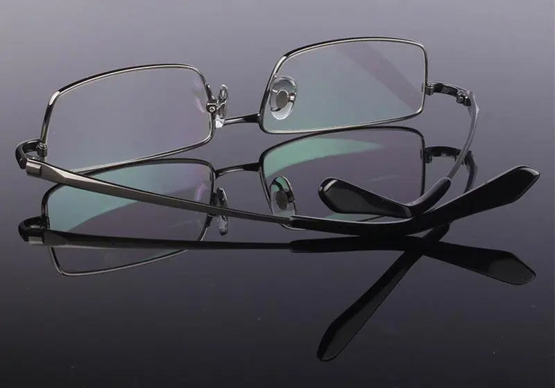 Men's Rectangular Full Rim Titanium Prescription Glasses 9867 — view 17 | Rx Spectacle