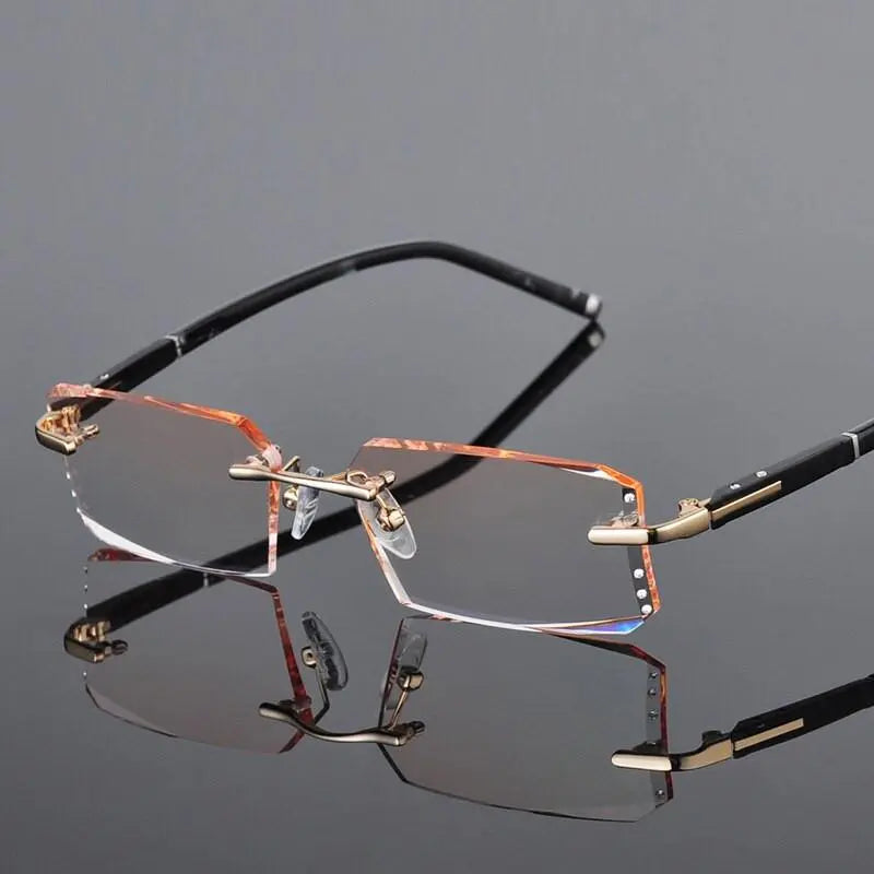 Men's Square Rimless Alloy Prescription Glasses R58003 — view 8 | Rx Spectacle