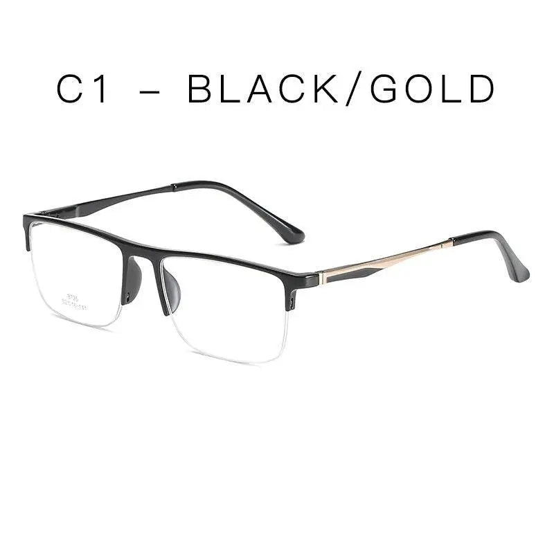 Unisex Square Semi-Rimless Alloy Prescription Glasses 8725 — view 5 | Rx Spectacle