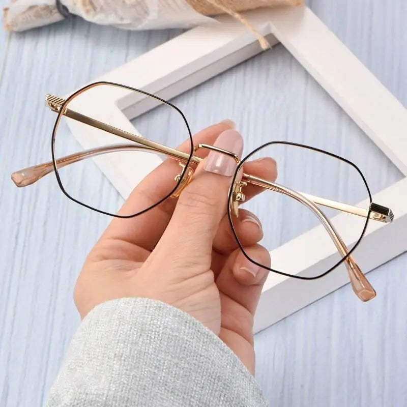 Unisex Polygon Full Rim Titanium Prescription Glasses T3903 — view 2 | Rx Spectacle